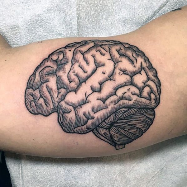 Huge Brain Tattoo Male Arms