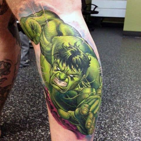 Hulk Punch Tattoo Male Legs