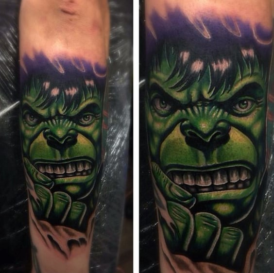 Hulk Tattoo Male Forearms