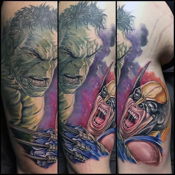 Hulk Vs Wolverine Mens Arm Tattoos