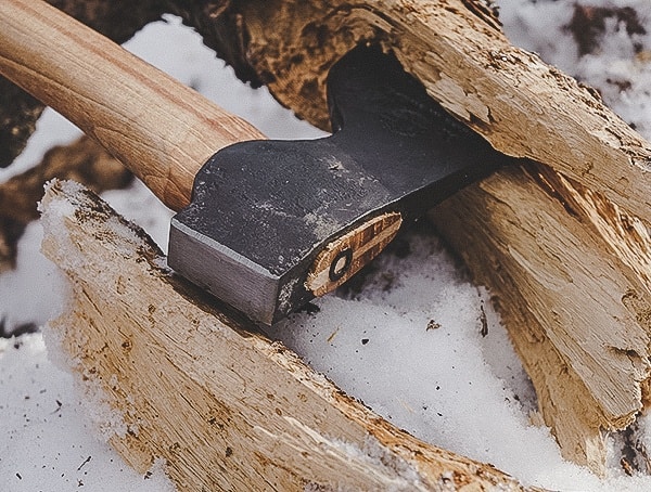 Hults Bruk Axe Akka Review Chopping Up Wood Tree