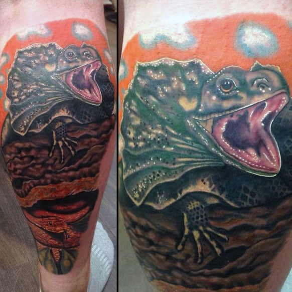 Hungry Iguana Tattoo Lower Legs Males