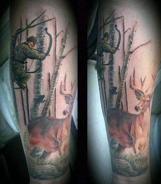 Hunting Deer Mens Archery Tattoo Designs For Men On Wrist