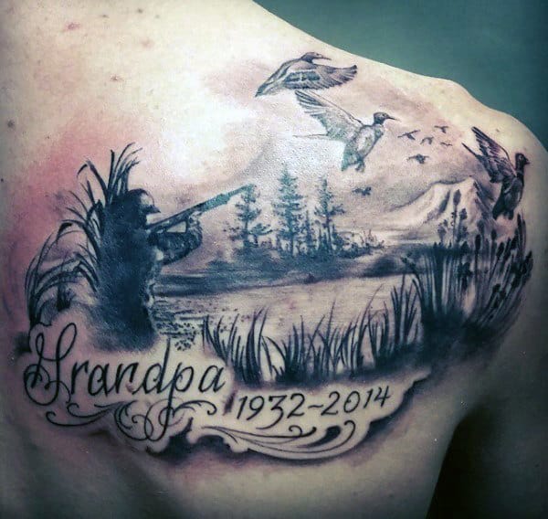 Hunting Fishing Tattoos For Men Back Shoulder