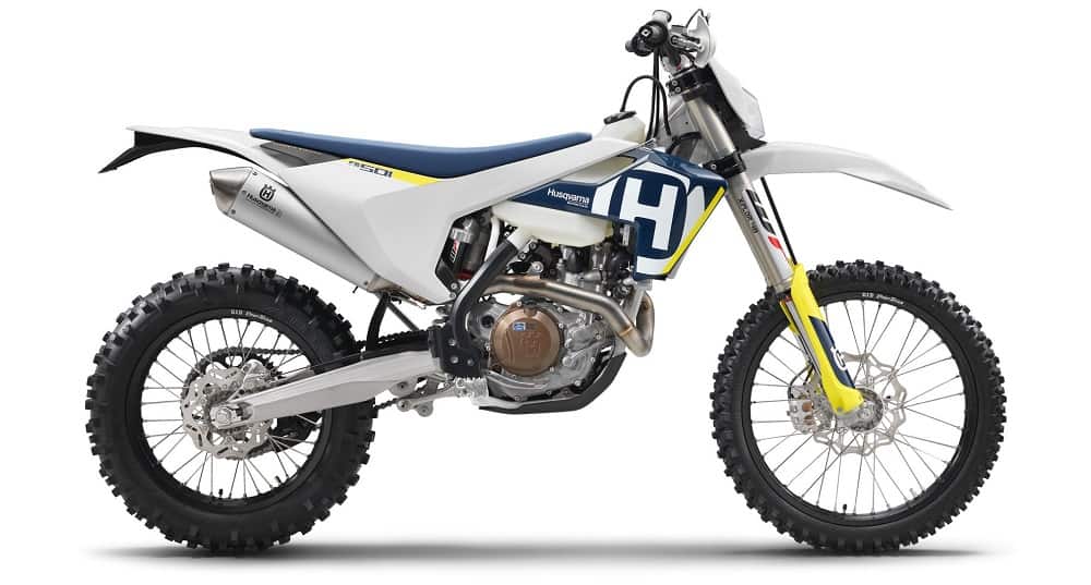 husqvarna fe50 dual sport bike in white color
