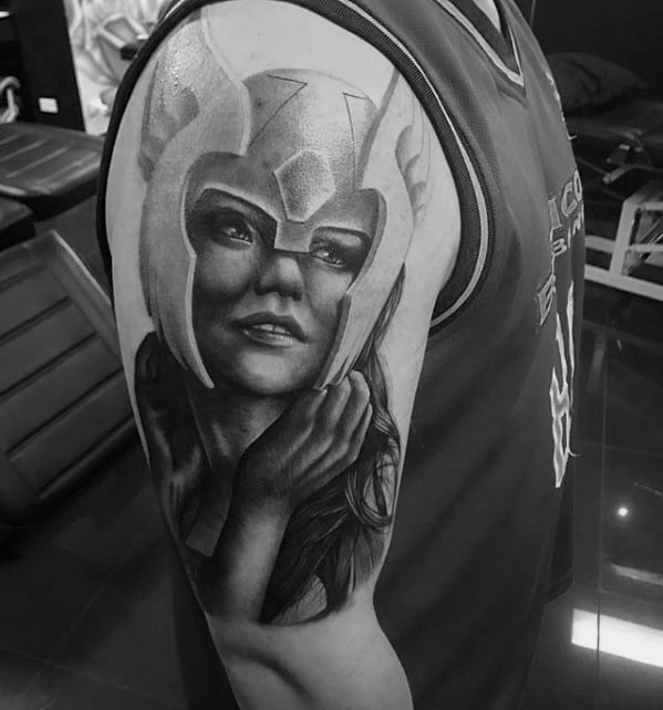 Hyper Realistic 3d Arm Valkyrie Male Tattoos