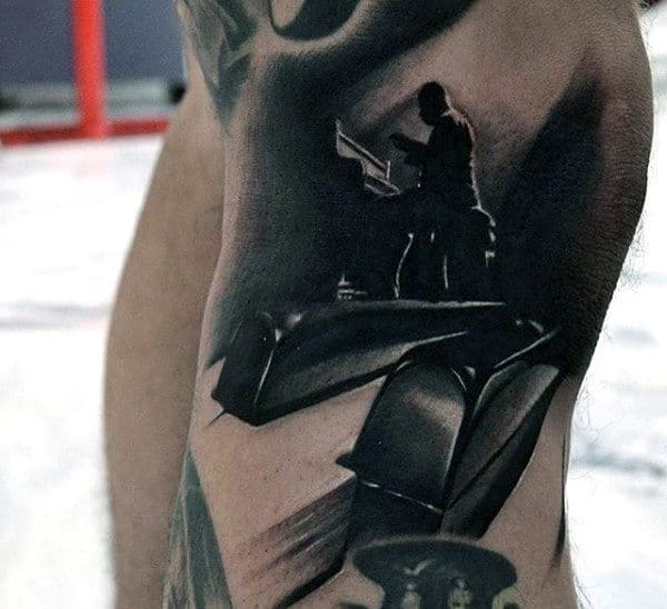 Hyper Realistic Piano Keys With Player Mens 3d Arm Tattoo Ideas