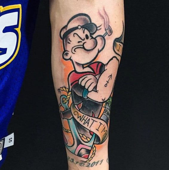 I Am What I Am Popeye Mens Inner Forearm Tattoos