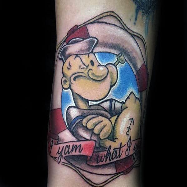I Yam What I Yam Popeye Mens Inner Arm Tattoo