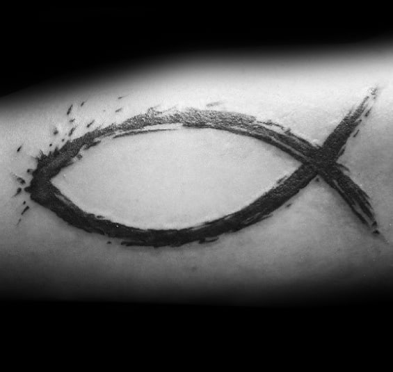Ichthus Mens Tattoo Ideas Paint Brush Stroke Bicep
