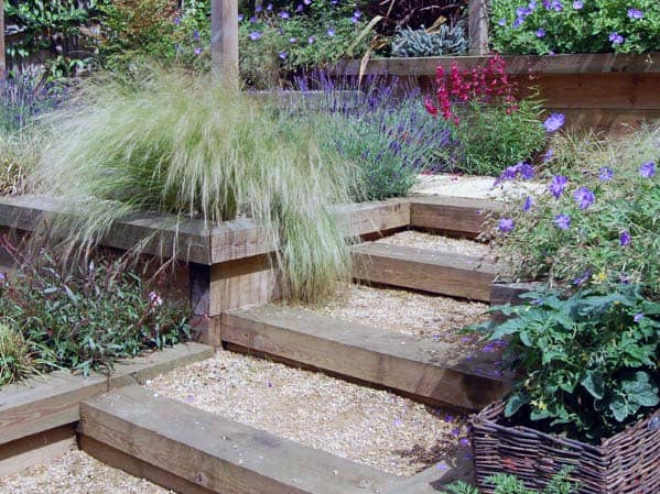 gravel-filled landscape steps