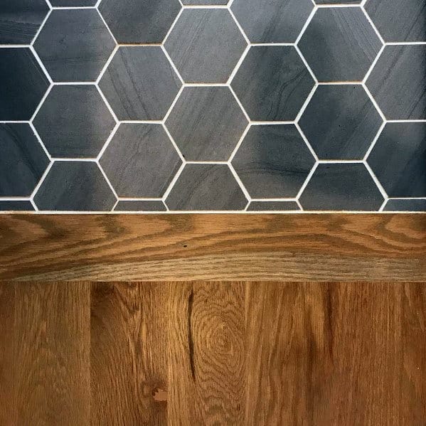 Ideas For Home Black Hexagon Tile To Oak Hardwood Floor Transition