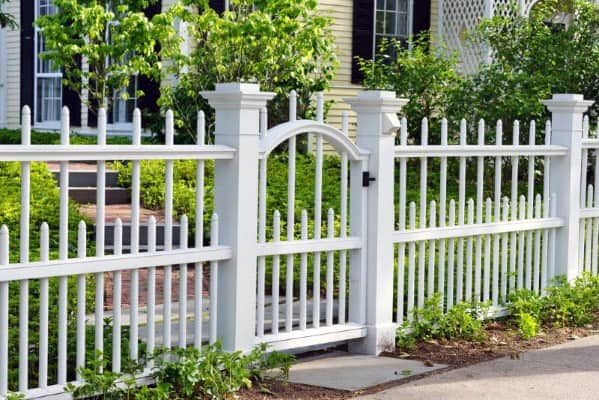white metal fence front yard