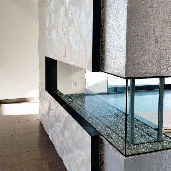 double-sided linear fireplace