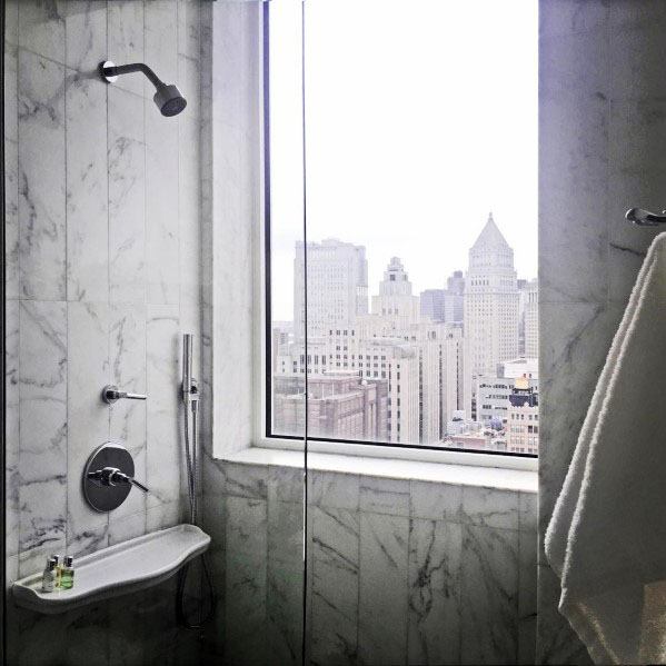 luxury apartment marble shower with view
