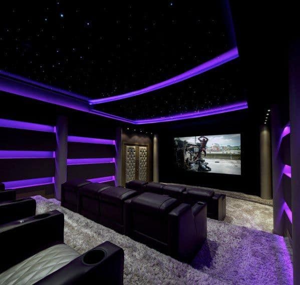 modern home theater purple lighting 