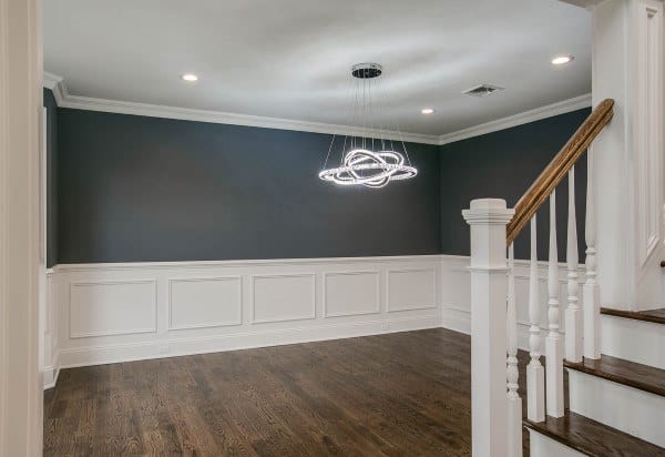 two tone gray and white painting wainscoting