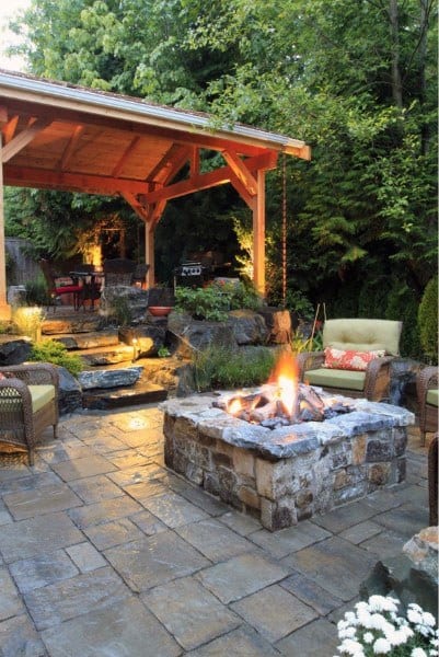 stone paver patio fire pit