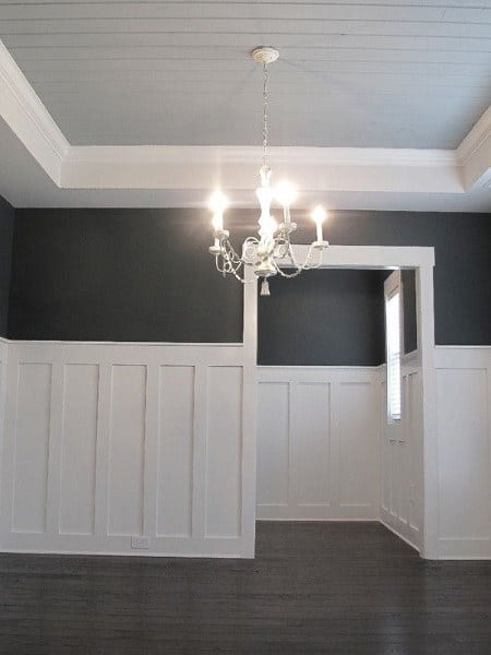 two tone gray and white wainscoting chandelier