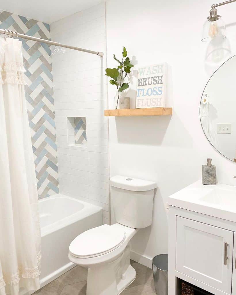 simple kids bathroom brush floss flush sign