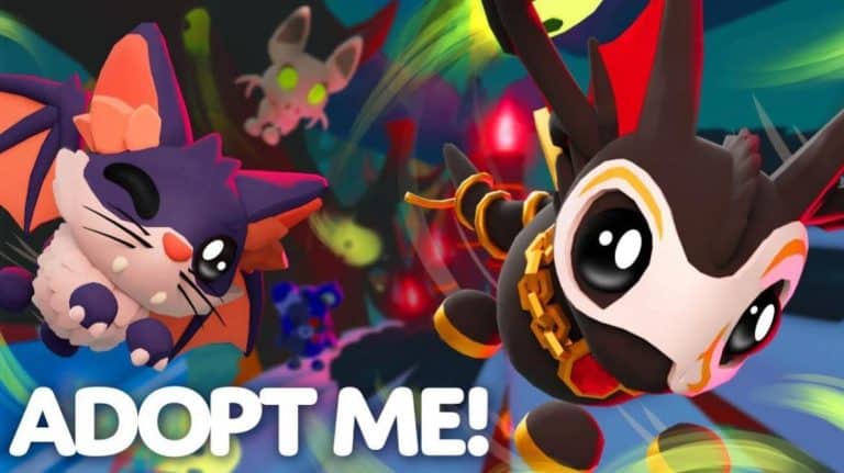 Bright cartoon bat creatures with large eyes soar toward the viewer, teasing rare Adopt Me 2025 Halloween rewards