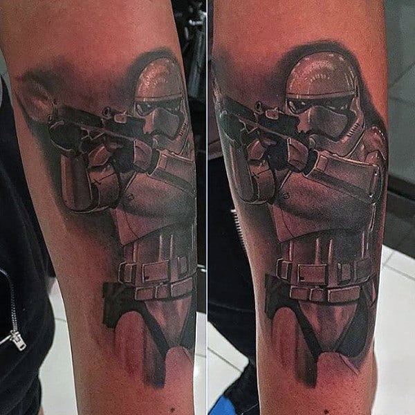 Imperial Stormtrooper Firing E 11 Blaster Rifle Mens Tattoo