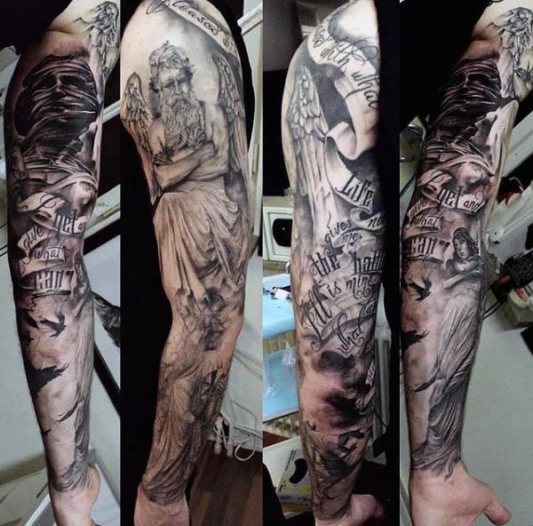 Impresive Guardian Angel Tattoo For Men On Sleeves