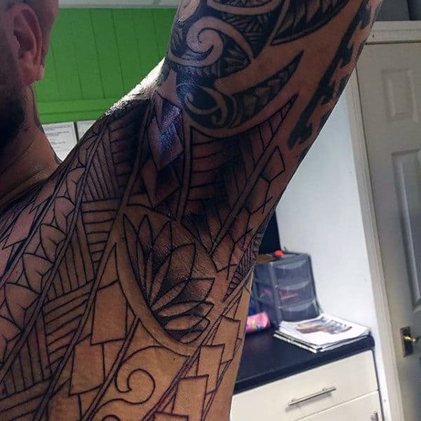 Impressive Black Design Tattoo Male Armpit