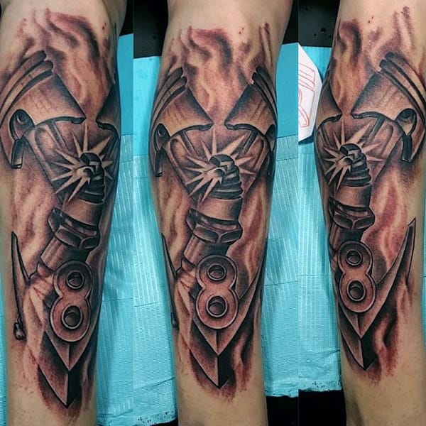 Impressive Hot Rod Tattoo Male Forearms