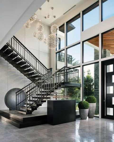 stair railing in modern luxury home