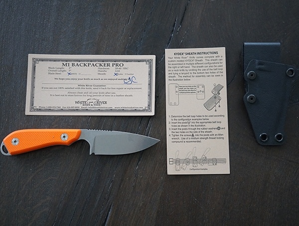 Included Papers White River Knife And Tool M1 Backpacker Pro