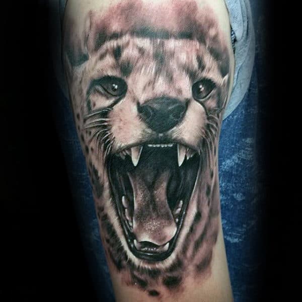 Incredible 3d Leopard Mens Arm Tattoo