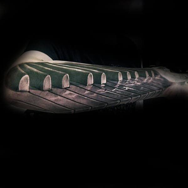 Incredible 3d Mens Realistic Piano Outer Forearm Tattoos