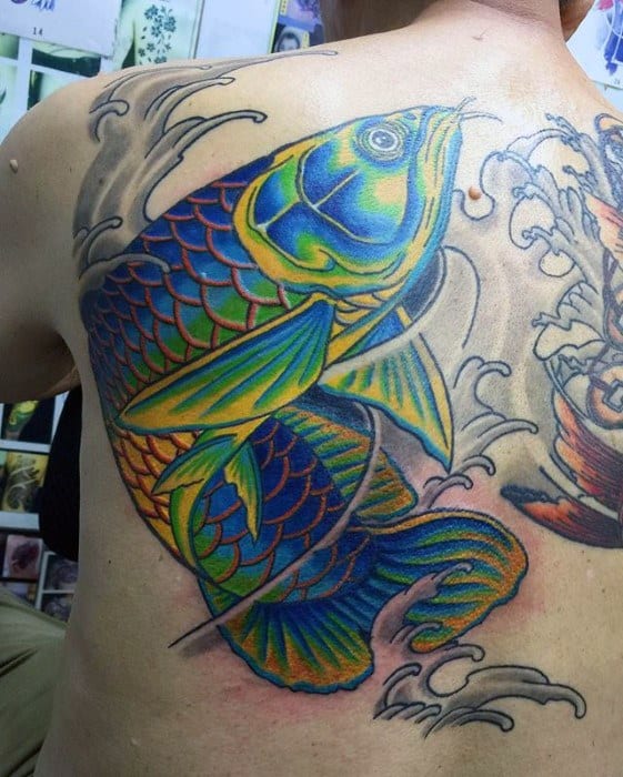 Incredible Arowana Tattoos For Men On Back