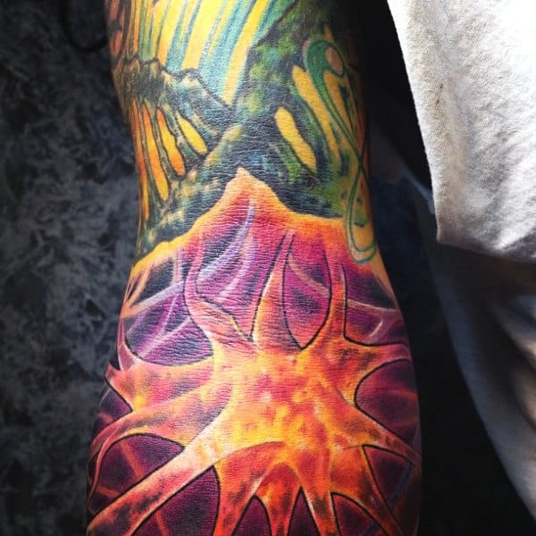 Incredible Art And Science Tattoo For Males Sleeve