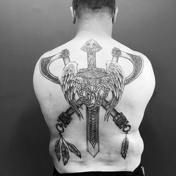 Incredible Axe Tattoos For Men On Back