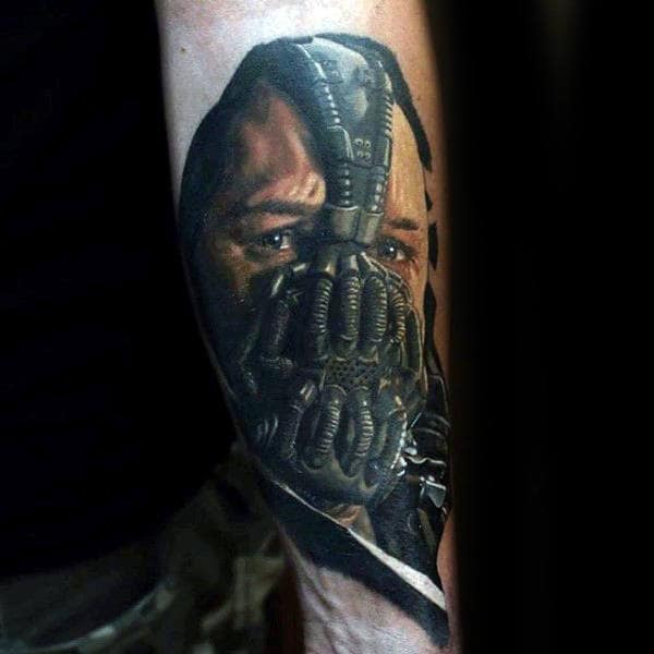 Incredible Bane Guys Superhero Inner Forearm Tattoo