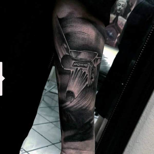 Incredible Black Shaded Music Tattoo On Arms For Men