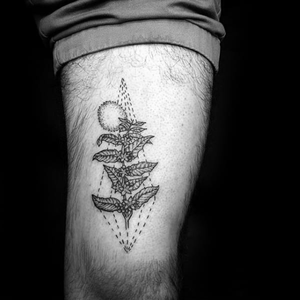 Incredible Coffee Tattoos For Men On Thigh