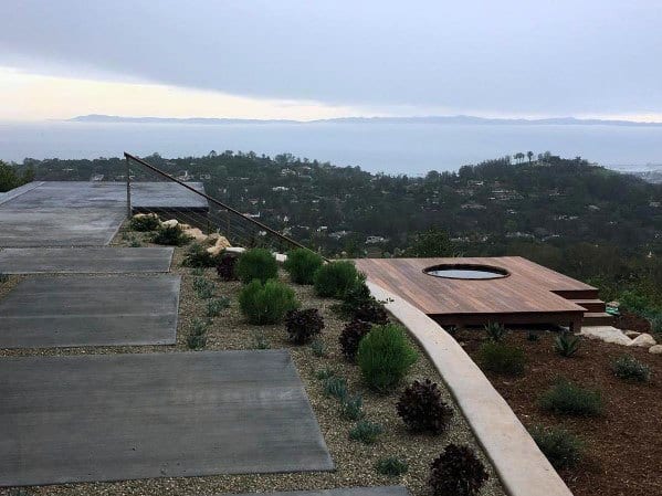 wood deck sunken hot tub amazing views
