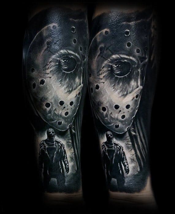 Incredible Jason Mask Forearm Sleeve 3d Tattoos For Men