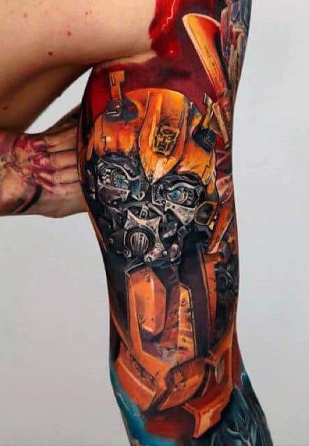 Incredible Male Transformers Themed Sleeve Tattoo