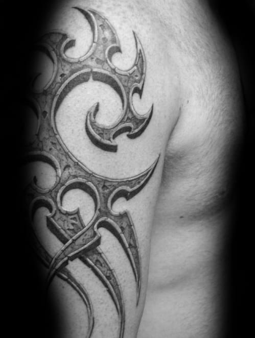 Incredible Mens 3d Tribal Arm Tattoo