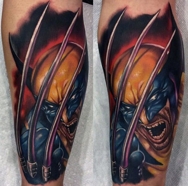 Incredible Mens 3d Wolverine Leg Sleeve Tatotos