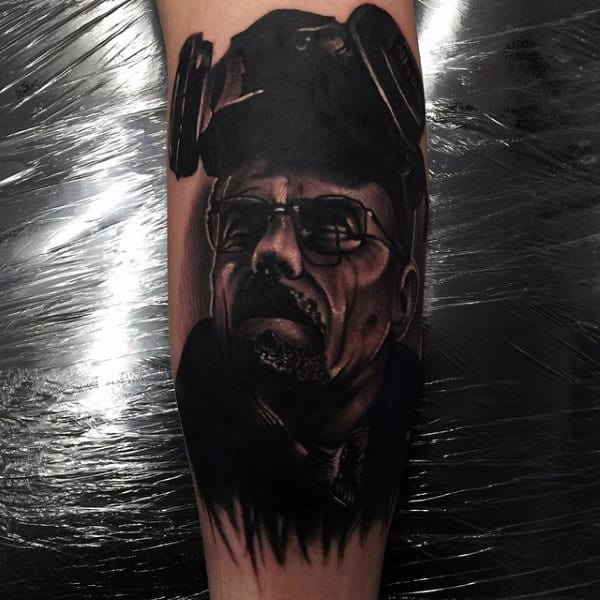 Incredible Mens Breaking Bad Leg Calf Tattoo Designs