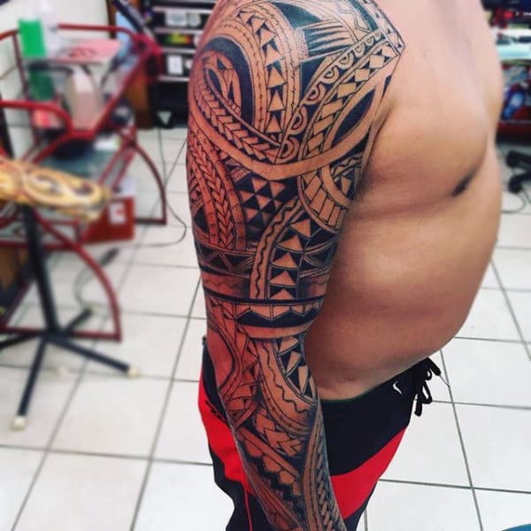 Incredible Mens Full Tribal Sleeve Tattoo Design Inspiration