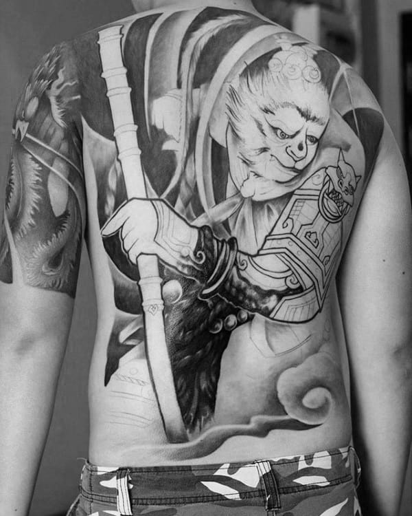 Incredible Monkey King Male Full Back Tattoo Ideas