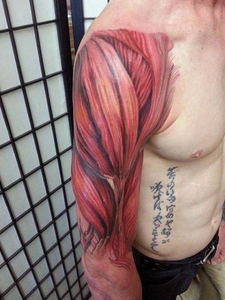 Incredible Muscle Guys Half Sleeve Tattoo Design Inspiration