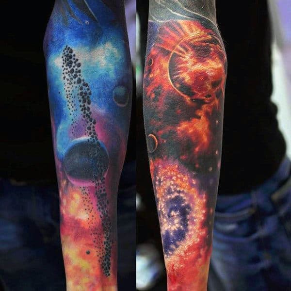 Incredible Outer Space Universe Male Sky Tattoo Sleeve