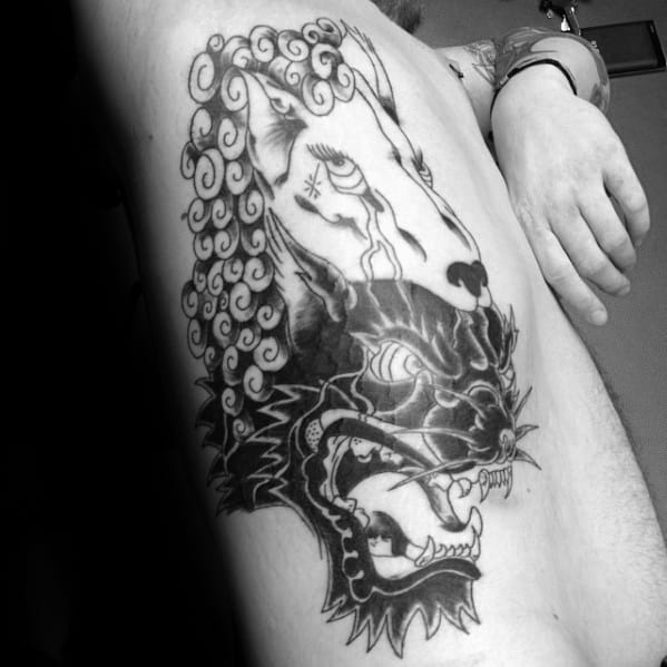 Incredible Rib Cage Side Wolf In Sheeps Clothing Tattoos For Men